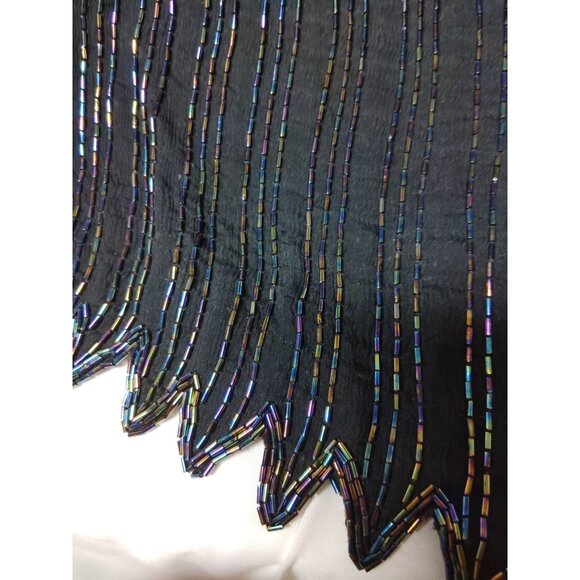 Vintage St. Honore 1920s-Inspired 100% Silk Black Beaded Flapper Dress Medium - Picture 4 of 9